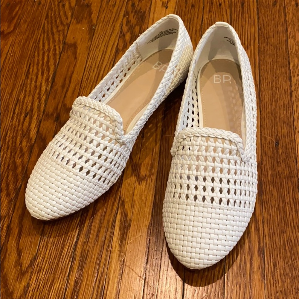 BP White Woven Loafers